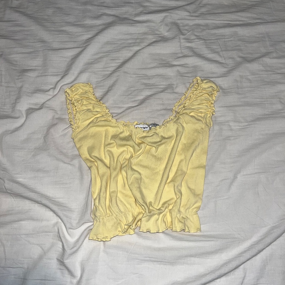 90's Rouched Yellow Top - Picture 4 of 4